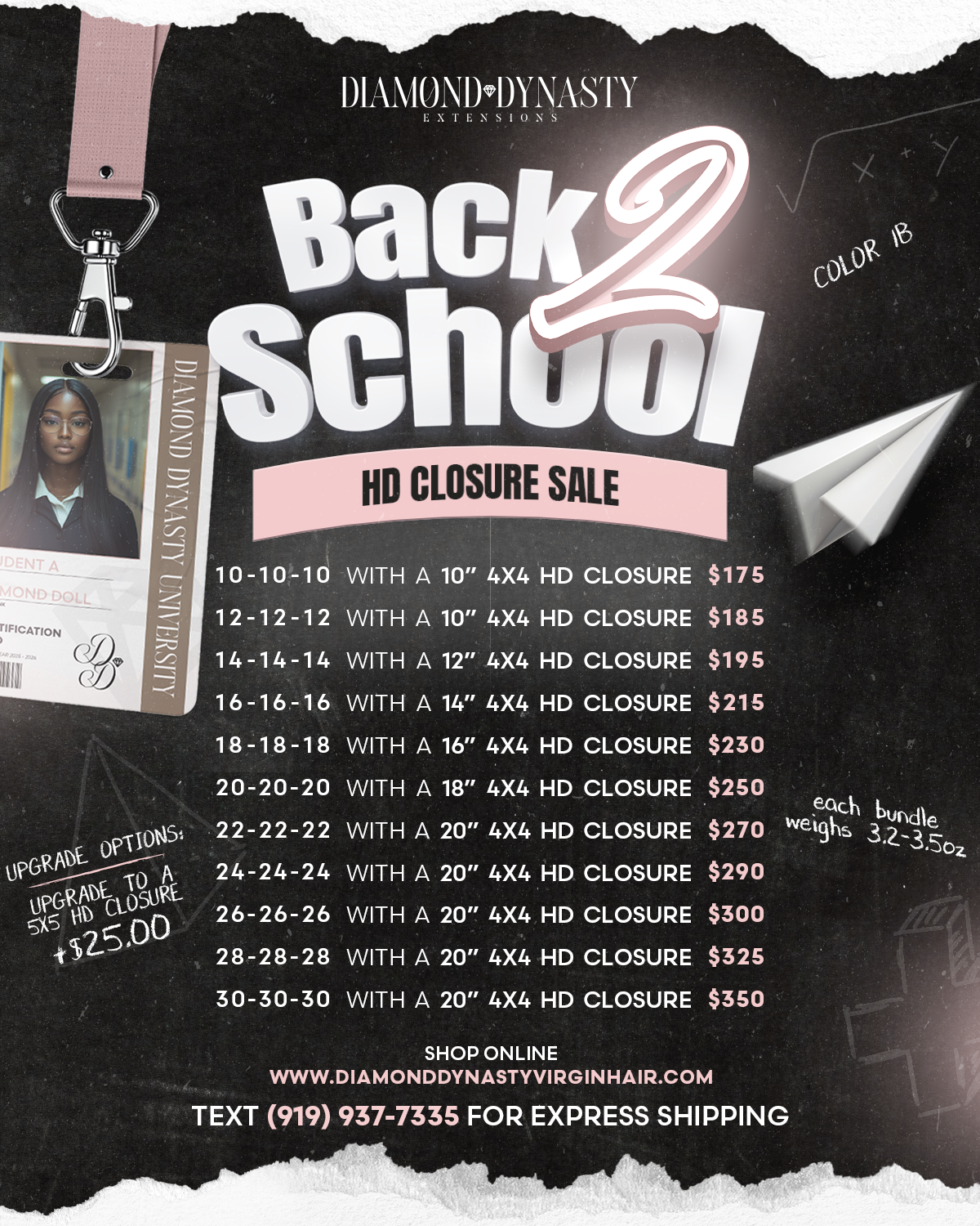 Back 2 School Sale w/ Matching HD Closure
